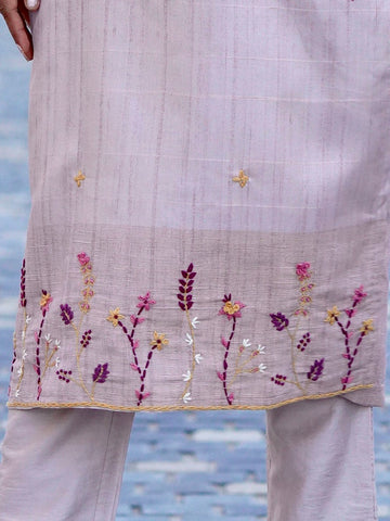 Pehrava in Hand Kantha Ready to Wear Silk Kurti Set Geetha Creation